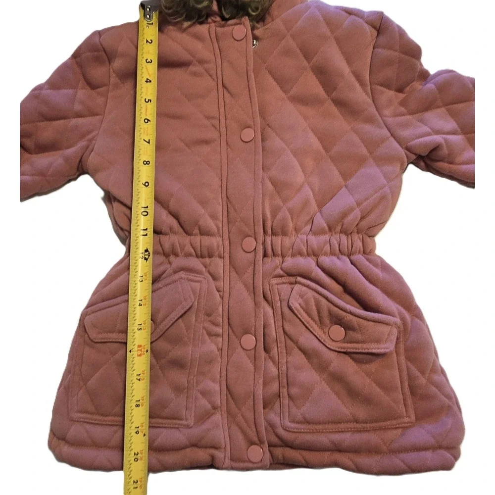 J For Justify Girls‎ Quilted Hooded Jacket Pink Faux Fur Trim Coat Size 10